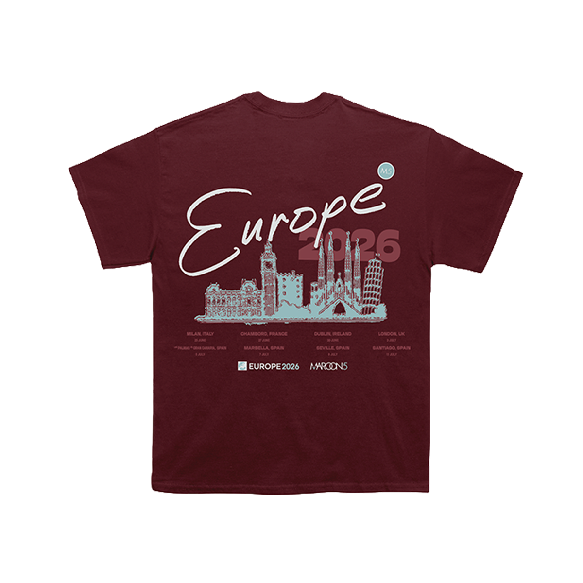 Love Is Like 2026 Tour Maroon Tee back